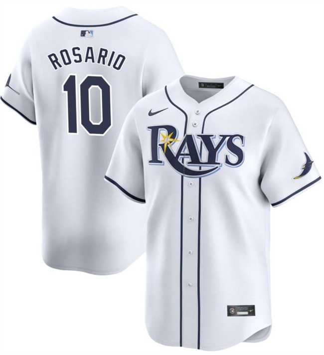 Men's Tampa Bay Rays #10 Amed Rosario White Home Limited Stitched Baseball Jersey Dzhi