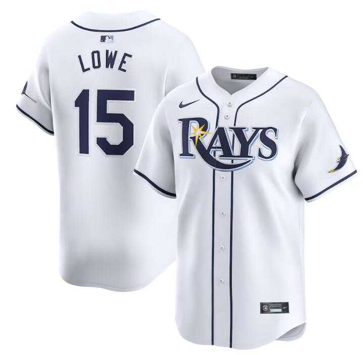 Men's Tampa Bay Rays #15 Josh Lowe White Home Limited Stitched Baseball Jersey Dzhi