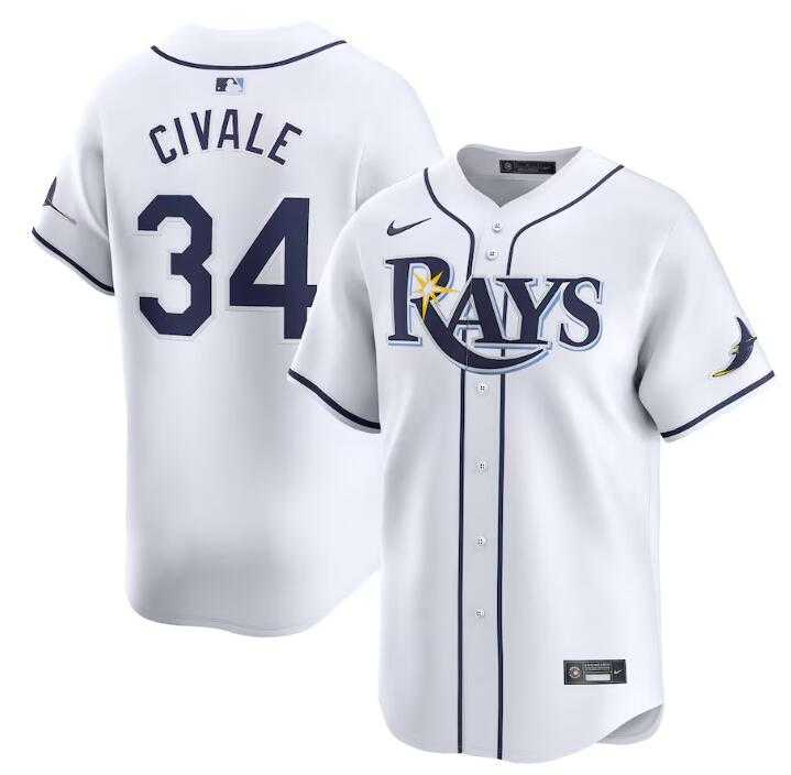 Men's Tampa Bay Rays #34 aron Civale White Home Limited Stitched Baseball Jersey Dzhi