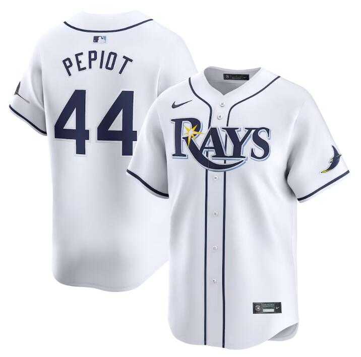 Men's Tampa Bay Rays #44 Ryan Pepiot White Home Limited Stitched Baseball Jersey Dzhi