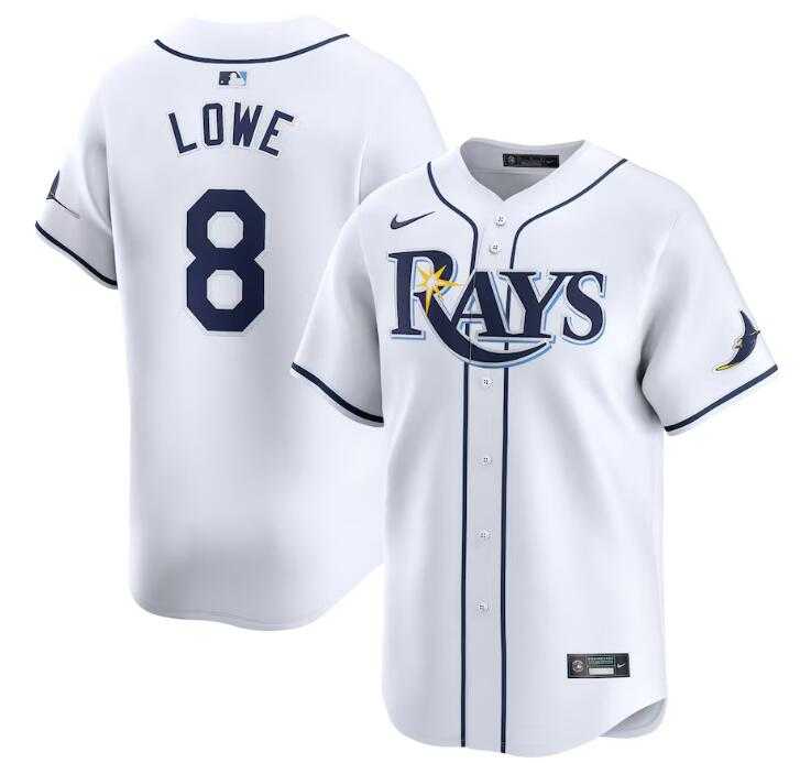 Men's Tampa Bay Rays #8 Brandon Lowe White Home Limited Stitched Baseball Jersey Dzhi