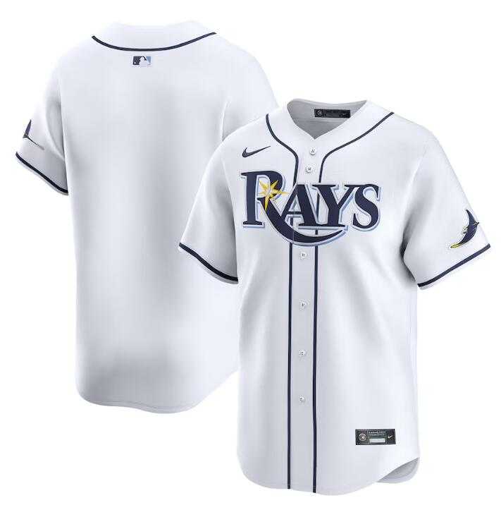 Men's Tampa Bay Rays Blank White Home Limited Stitched Baseball Jersey Dzhi