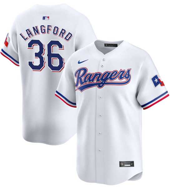 Men's Texas Rangers #36 Wyatt Langford White 2024 Gold Collection Cool Base Baseball Stitched Jersey Dzhi