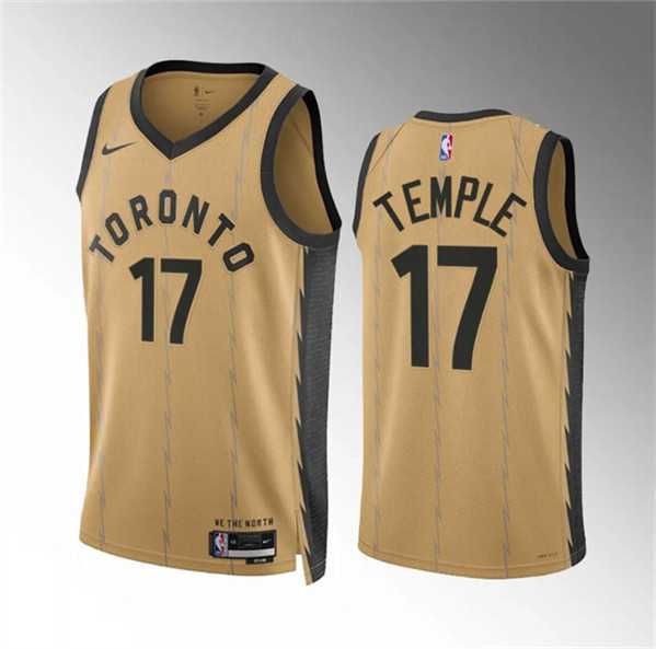 Men's Toronto Raptors #17 Garrett Temple Gold 2023-24 City Edition Stitched Basketball Jersey Dzhi