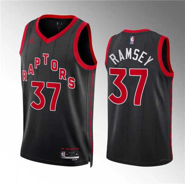 Men's Toronto Raptors #37 Jahmi'us Ramsey Black Statement Edition Stitched Basketball Jersey Dzhi