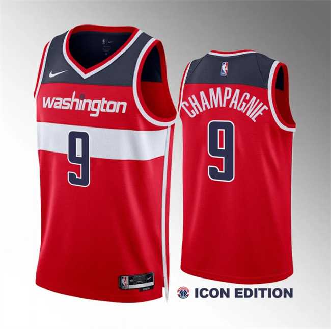 Men's Washington Wizards #9 Justin Champagnie Red Icon Edition Stitched Basketball Jersey Dzhi