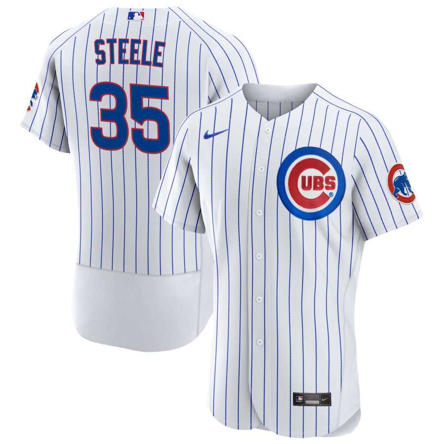 Mens Chicago Cubs #35 Justin Steele Nike White Home FlexBase Player Jersey Dzhi