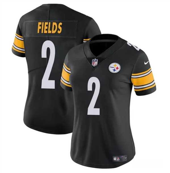Women's Pittsburgh Steelers #2 Justin Fields Black Vapor Football Stitched Jersey Dzhi