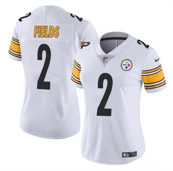 Women's Pittsburgh Steelers #2 Justin Fields White Vapor Football Stitched Jersey Dzhi