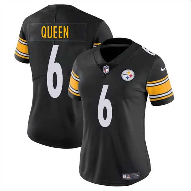 Women's Pittsburgh Steelers #6 Patrick Queen Black Vapor Football Stitched Jersey Dzhi