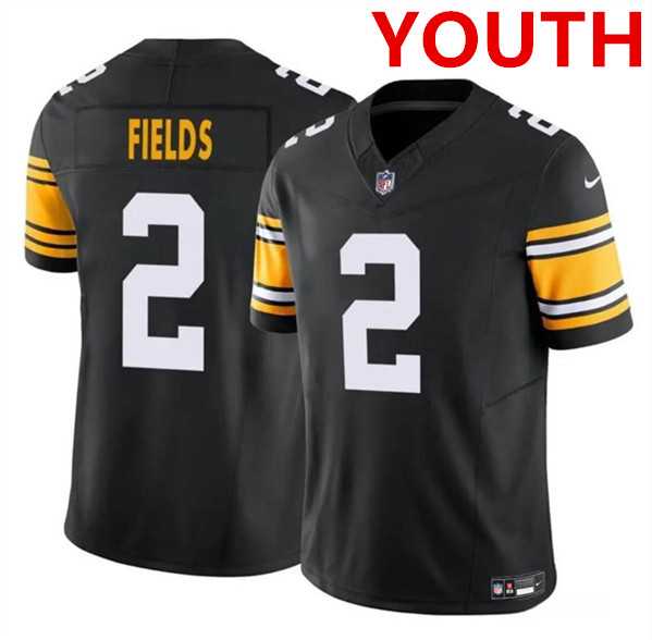 Youth Pittsburgh Steelers #2 Justin Fields Black F.U.S.E. Vapor Untouchable Limited Football Stitched Jersey Dzhi