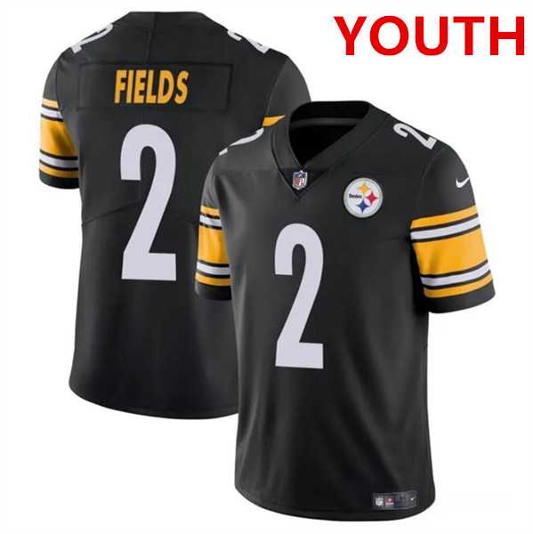 Youth Pittsburgh Steelers #2 Justin Fields Black Vapor Untouchable Limited Football Stitched Jersey Dzhi