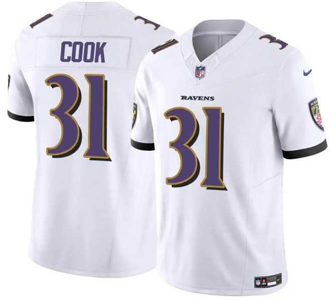 Men & Women & Youth Baltimore Ravens #31 Dalvin Cook White 2024 F.U.S.E. Vapor Limited Football Stitched Jersey