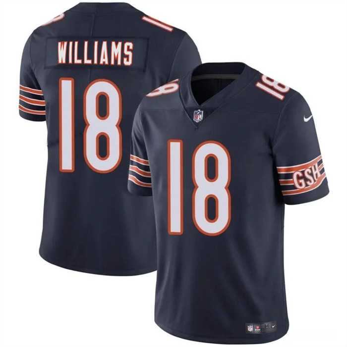 Men & Women & Youth Chicago Bears #18 Caleb Williams Navy 2024 Draft Vapor Football Stitched Jersey