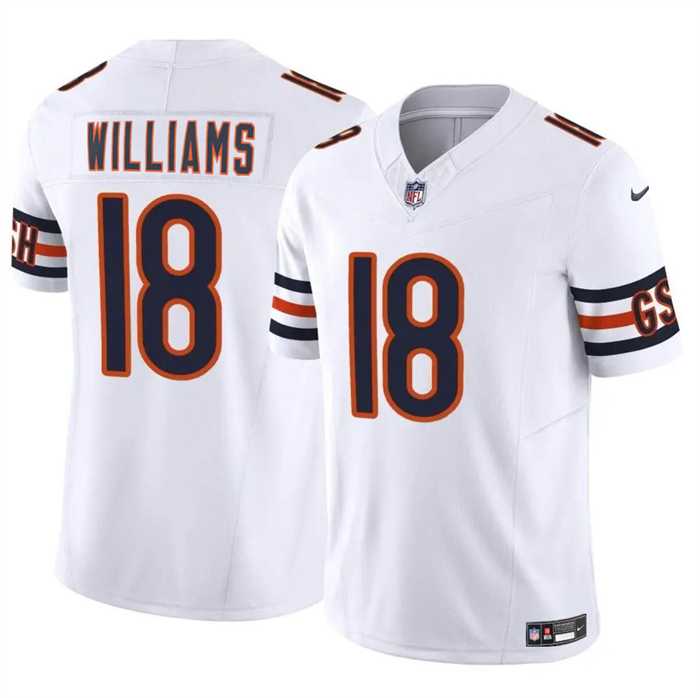 Men & Women & Youth Chicago Bears #18 Caleb Williams White 2024 Draft F.U.S.E. Vapor Football Stitched Jersey