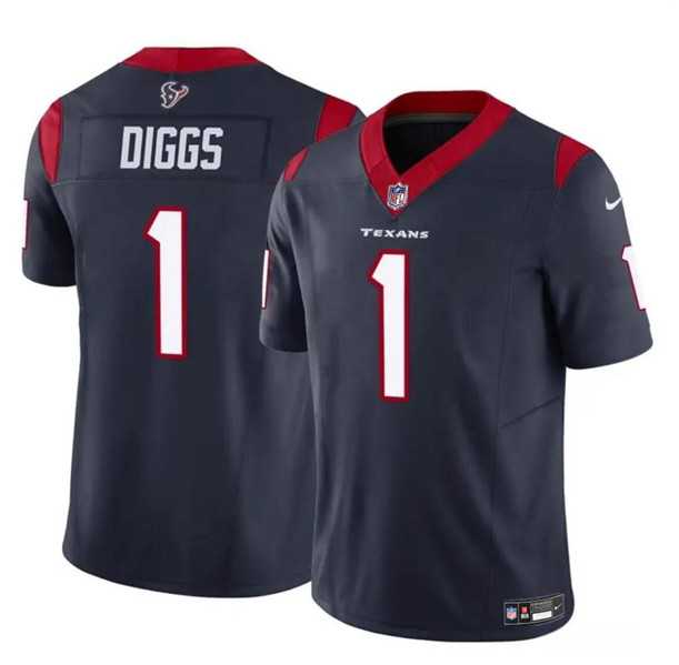 Men & Women & Youth Houston Texans #1 Stefon Diggs Navy 2024 F.U.S.E Vapor Untouchable Limited Football Stitched Jersey