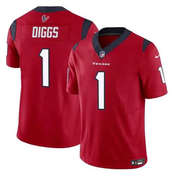 Men & Women & Youth Houston Texans #1 Stefon Diggs Red 2024 F.U.S.E Vapor Untouchable Limited Football Stitched Jersey