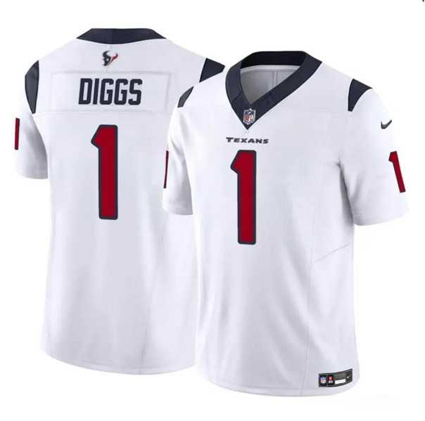 Men & Women & Youth Houston Texans #1 Stefon Diggs White 2024 F.U.S.E Vapor Untouchable Limited Football Stitched Jersey