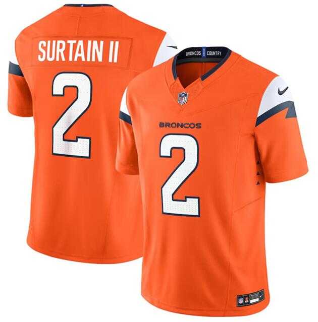 Men's Denver Broncos #2 Pat Surtain II Orange 2024 F.U.S.E. Vapor Limited Stitched Football Jersey Dzhi