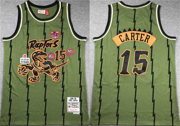 Men's Toronto Raptors #15 Vince Carter Green 1998-99 Throwback Stitched Jersey Mixiu