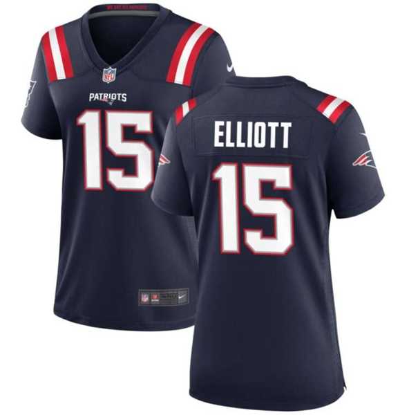 Women's New England Patriots #15 Ezekiel Elliott Navy Stitched Jersey Dzhi
