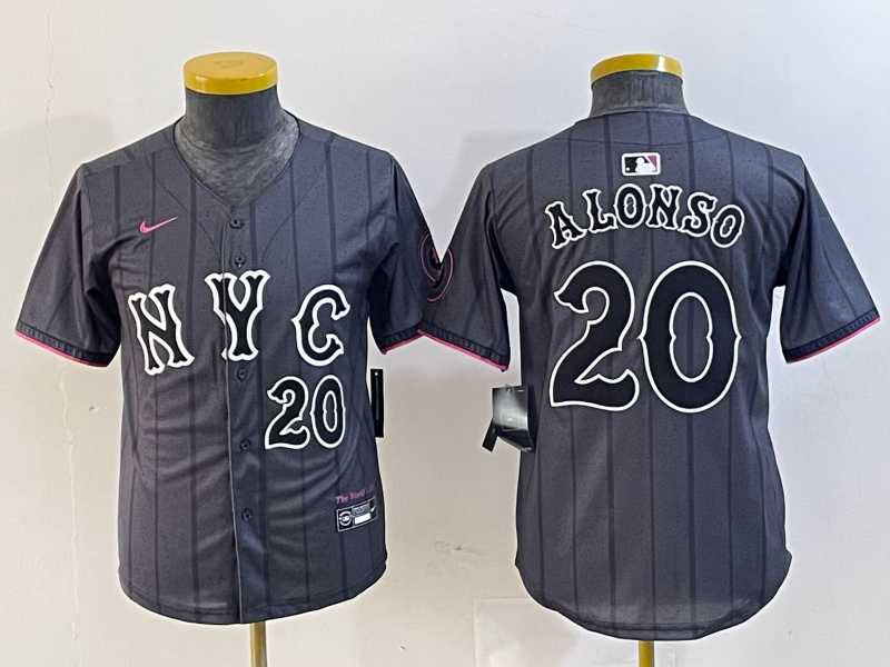 Youth New York Mets #20 Pete Alonso Number Grey 2024 City Connect Cool Base Stitched Jersey